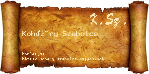 Koháry Szabolcs névjegykártya